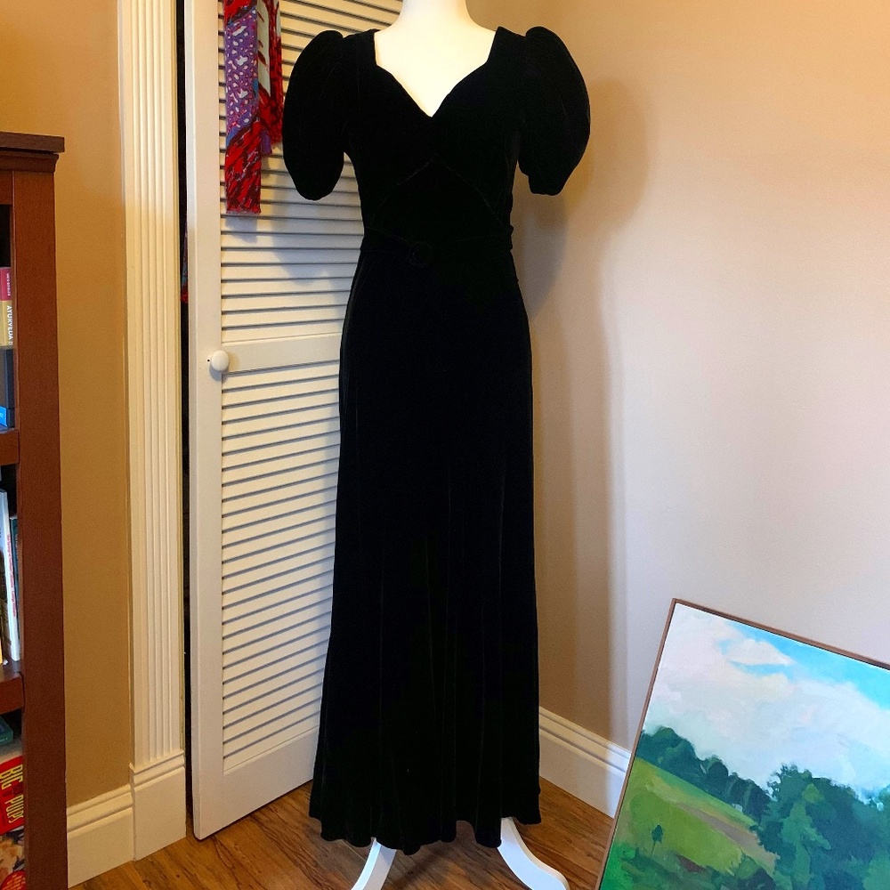 RARE! 1930s Black Velvet Dress